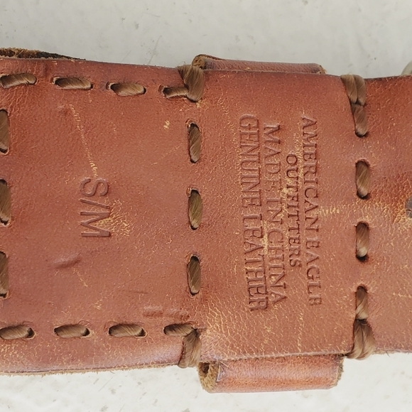 Americal Eagle Western Braided Woven Leather Studded Men's Cognac Size S/M - Picture 6 of 9